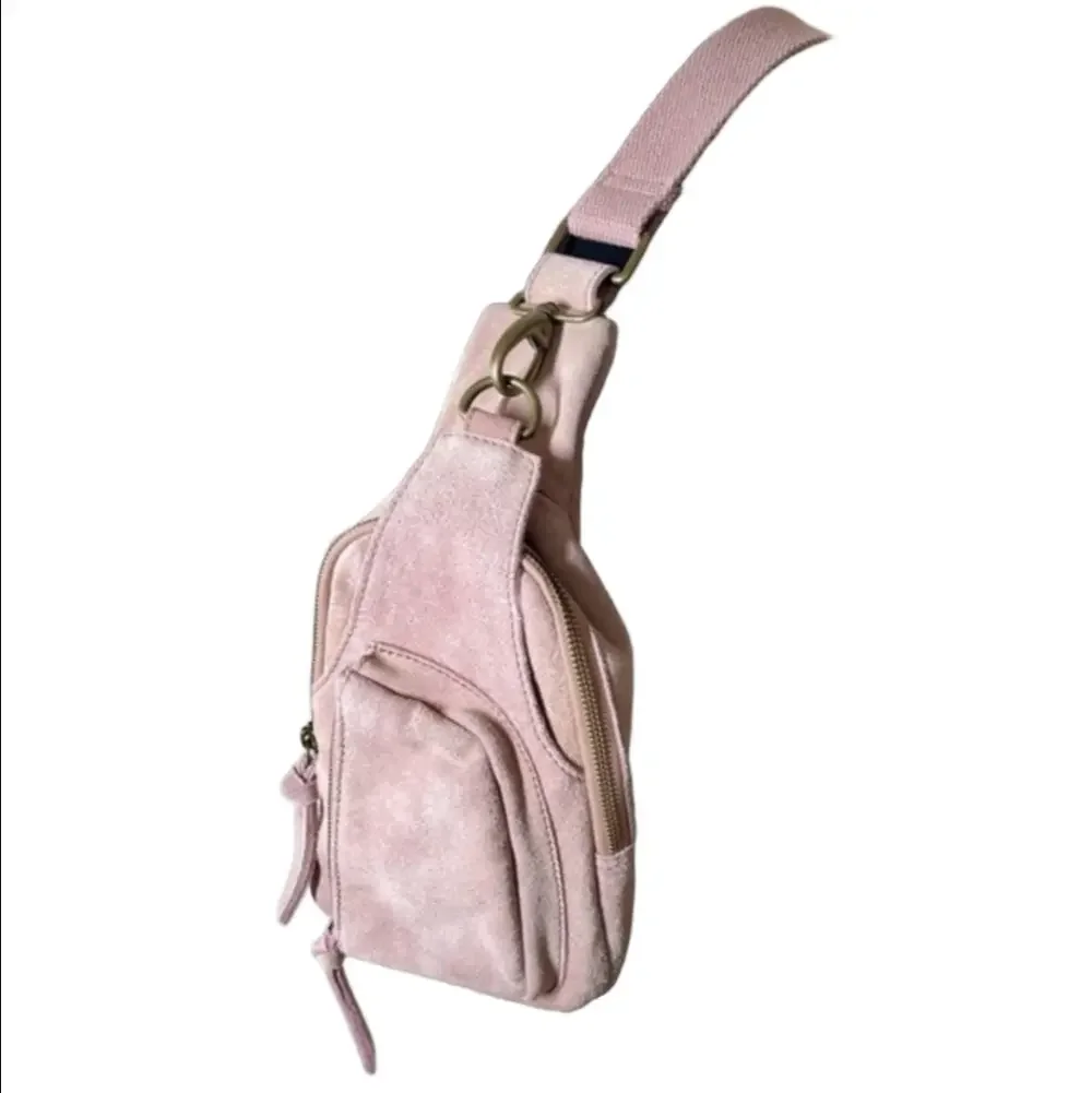 Free People Pink Suede Crossbody Sling Bag - Picture 3 of 8